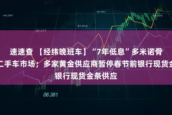 速速查 【经纬晚班车】“7年低息”多米诺骨牌倒向二手车市场；多家黄金供应商暂停春节前银行现货金条供应